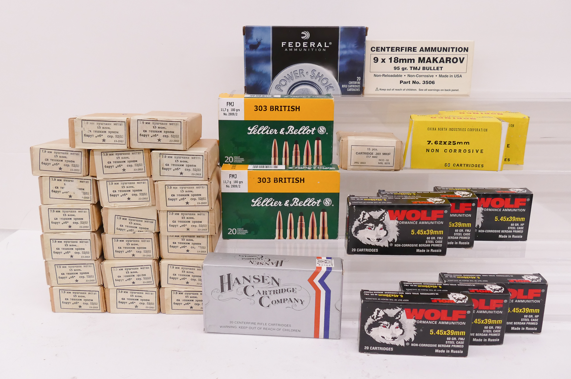 Appraisal: pc European Caliber Ammunition Includes pc Russian mm pc British