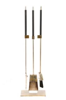 Appraisal: Lucite Chrome Fire Tool Set Alessandro Albrizzi Alessandro Albrizzi Italian