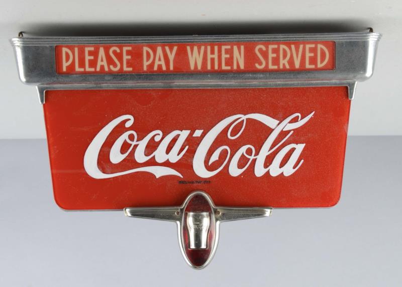 Appraisal: Coca Cola Light-Up Advertising Sign This hanging glass and metal