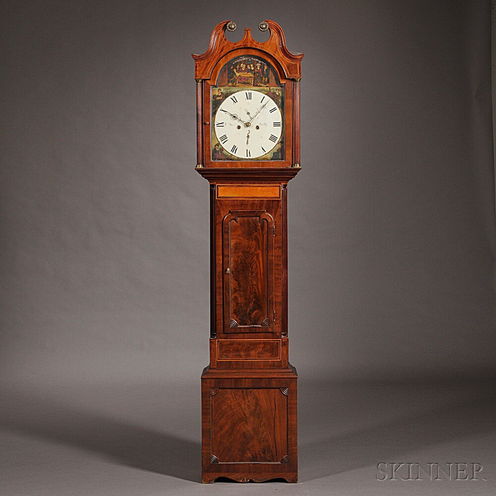 Appraisal: Joseph Dunbar Mahogany and Satinwood Tall Clock Perth Scotland c