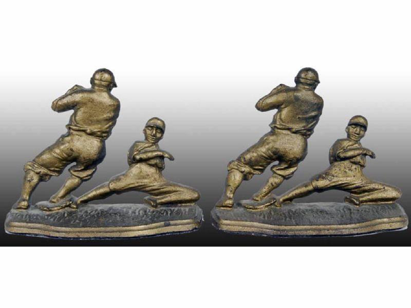 Appraisal: Baseball Player Cast Iron Bookends Description - '' x ''