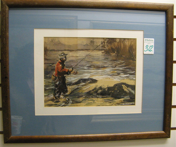 Appraisal: BILL WEBER watercolor and gouache American th century Trout fisherman