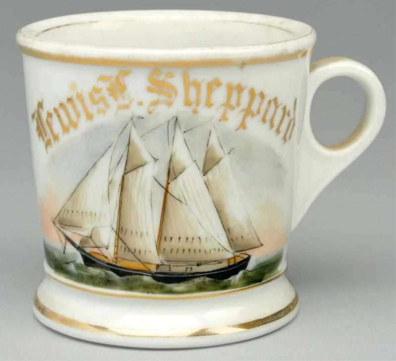 Appraisal: Captain Shaving Mug Gilded Lewis F Sheppard Nice image of