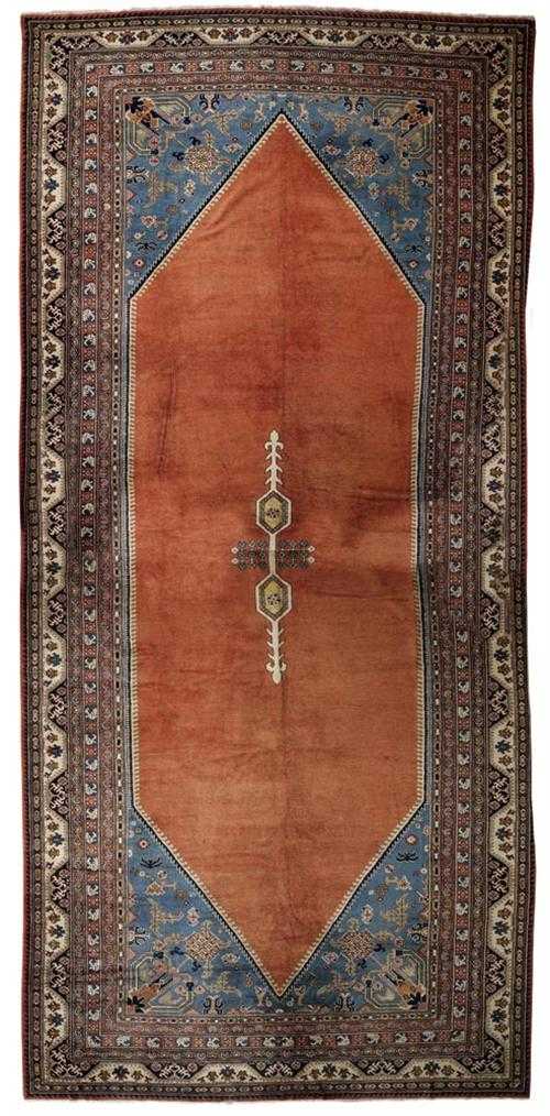 Appraisal: ANATOLIAN ca Blue central medallion on a rust coloured ground