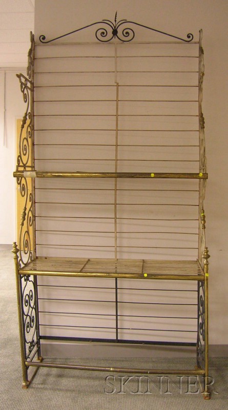 Appraisal: French Brass-mounted Painted Iron Baker's Rack approx ht wd dp