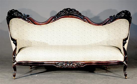 Appraisal: American Rococo Revival rosewood tripleback sofa Henry Belter circa Rosalie