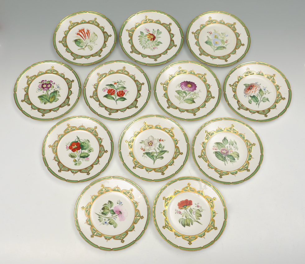 Appraisal: SET OF FRENCH HAND PAINTED BOTANICAL PLATES th century each