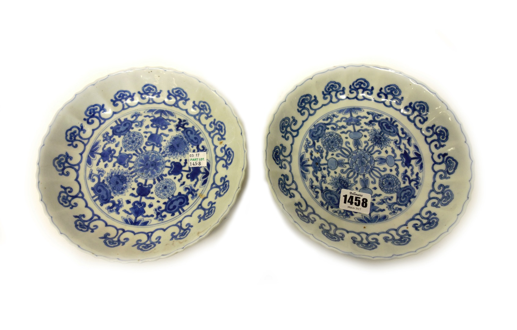 Appraisal: A pair of Chinese blue and white fluted plates Xuande