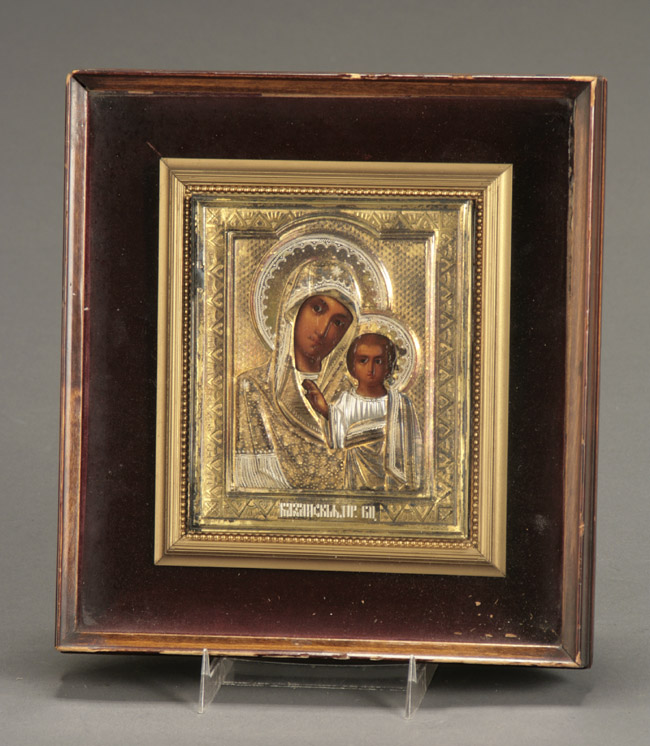 Appraisal: Russian Parcel Silver Gilt Icon of the Mother of God