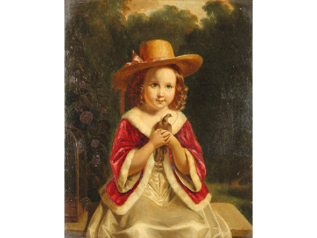 Appraisal: BAPTISTE A young girl wearing a hat and holding a