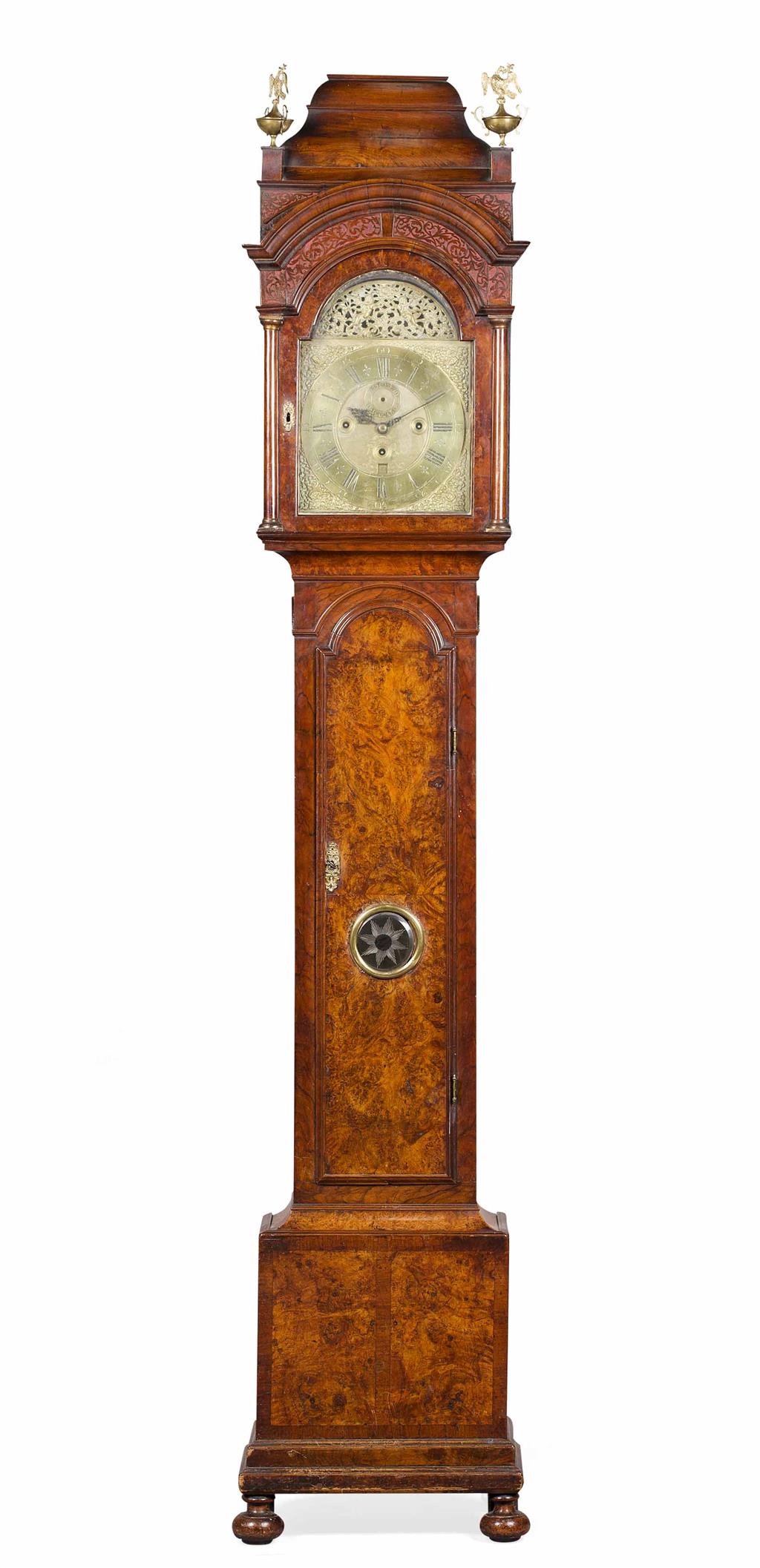 Appraisal: DUTCH BURR WALNUT LONGCASE CLOCK BY WILLIAM GIB ROTTERDAM LATE