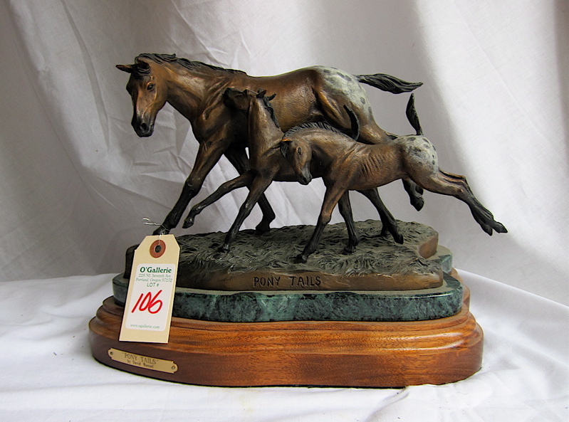 Appraisal: DAVID MANUEL OREGON B ORIGINAL BRONZE SCULPTURE Pony Tails a