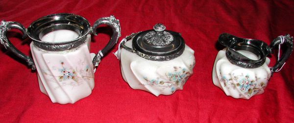 Appraisal: Rare Three-Piece Cream-and-Sugar Set by C F Monroe in Kelva