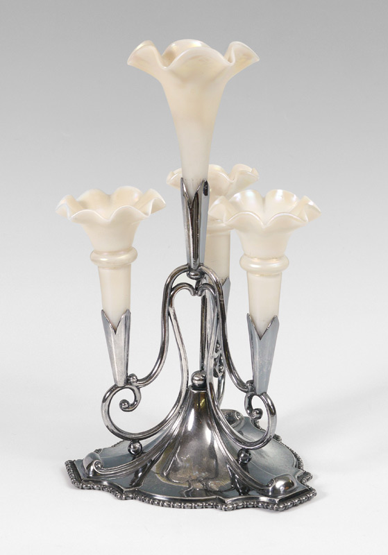 Appraisal: JAMES DIXON SON SILVER PLATE EPERGNE Triple arm plus center