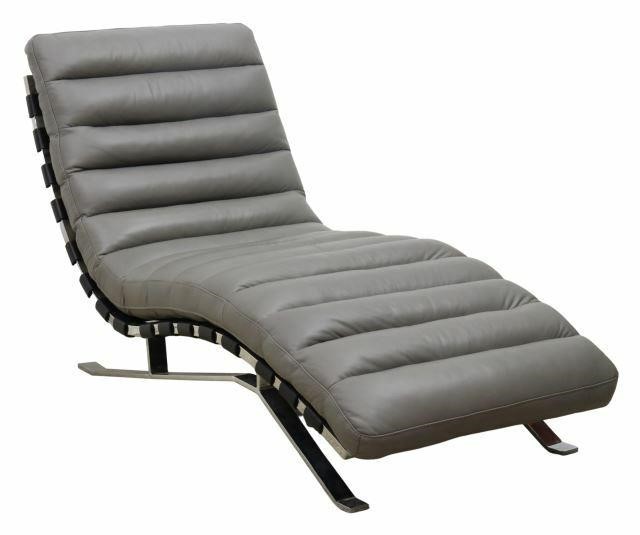 Appraisal: Modern leather chaise lounge chair late th c chromed metal