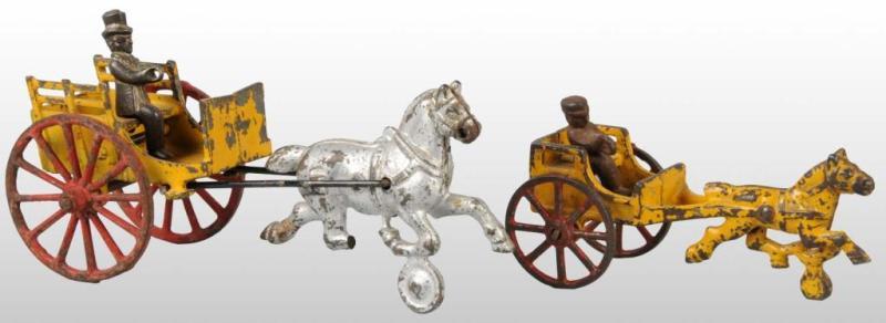 Appraisal: Lot of Cast Iron Horse-Drawn Pony Cart Toys Description Includes