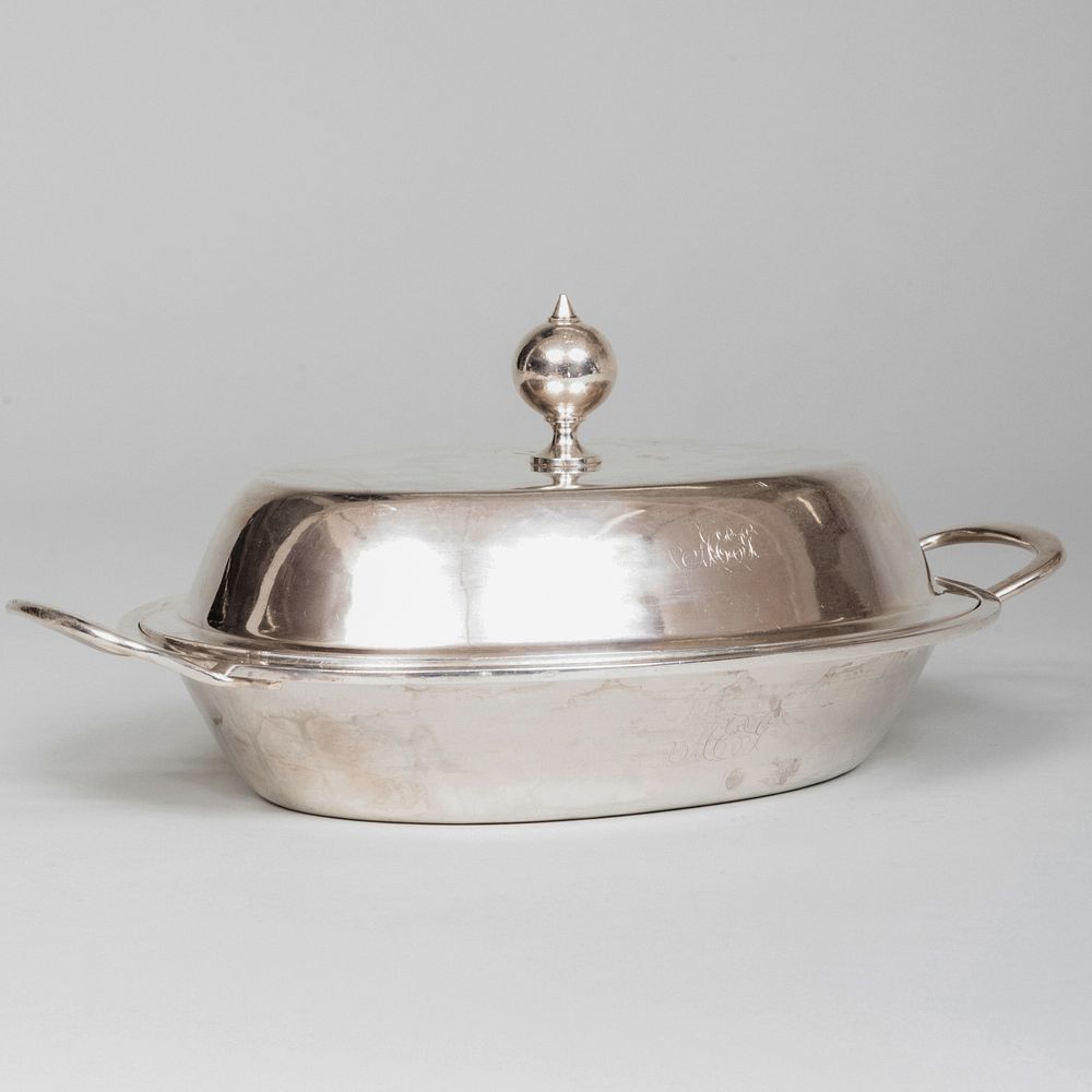 Appraisal: George IV Silver Vegetable Dish and Cover Partially marked with