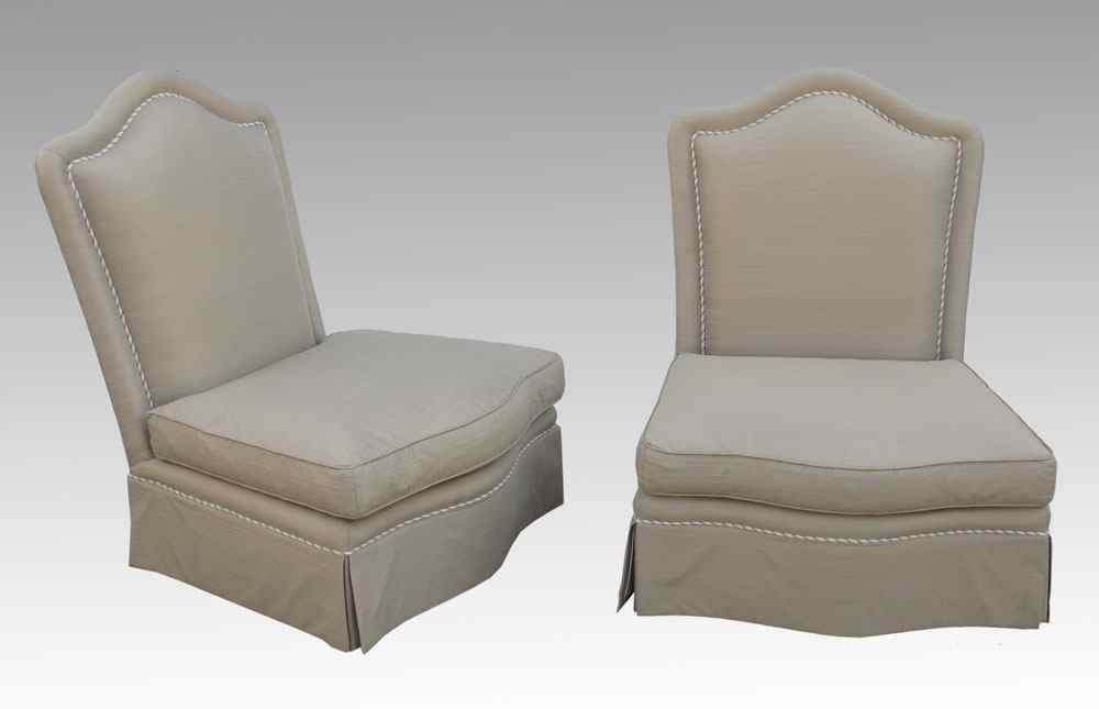 Appraisal: PAIR OF BAKER FURNITURE CHAIRS Cushion seats tall back ''