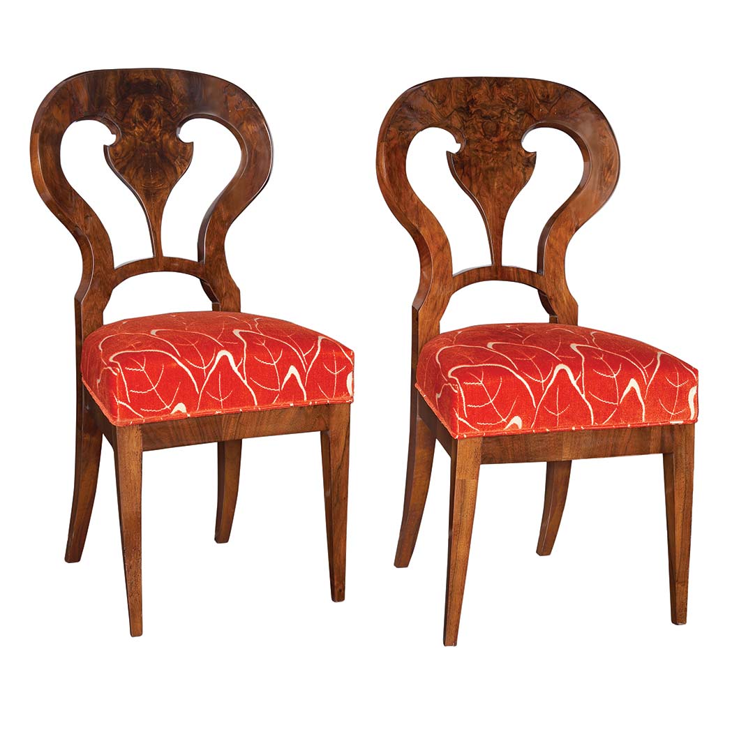 Appraisal: Pair of Biedermeier Walnut Side Chairs Second quarter of the