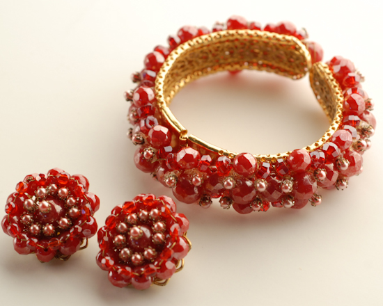 Appraisal: An Alice Caviness Costume Demi-parure a beaded hinged bangle bracelet