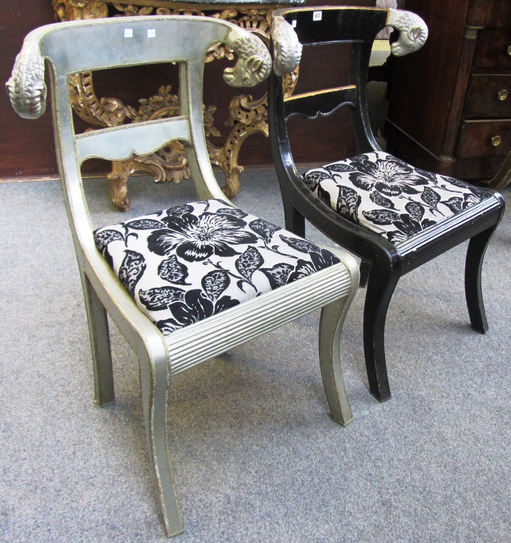 Appraisal: A pair of early th century metal veneered side chairs