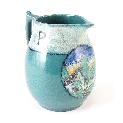 Appraisal: PAUL REVERE Pitcher painted with a cottage in a landscape