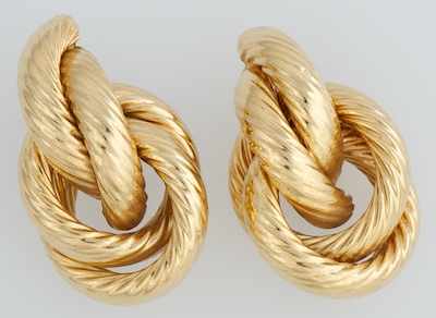 Appraisal: A Pair of k Gold Looped Design Earrings k yellow