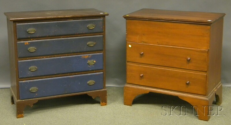 Appraisal: Small Pine Blanket Chest over Two Drawers and a Painted