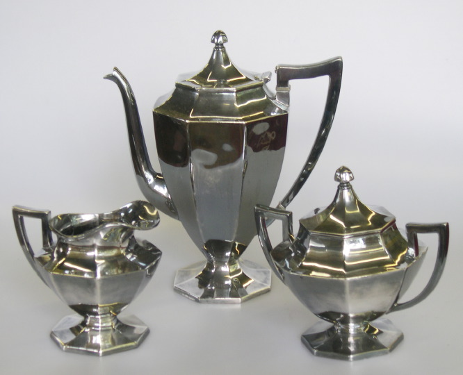 Appraisal: Three-Piece Wilcox Silverplate Coffee Service in Paneled Antique decor first