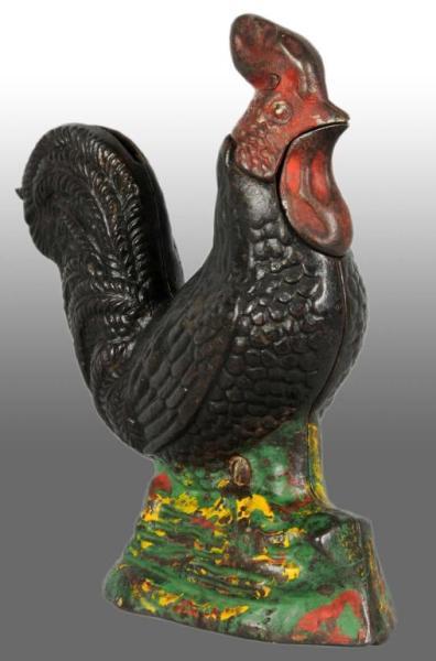 Appraisal: Cast Iron Rooster Mechanical Bank Description Circa s Manufactured by