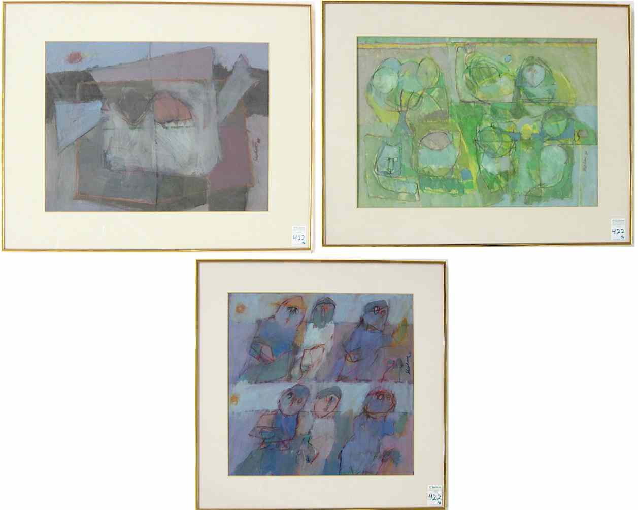 Appraisal: EVELYN SHEEHAN THREE MIXED MEDIAS ON PAPER Oregon th century