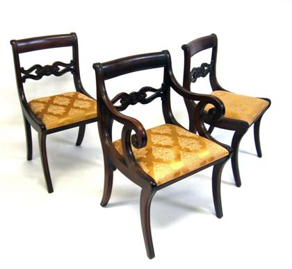 Appraisal: Classical style mahogany dining chairsComprising two armchairs and six side