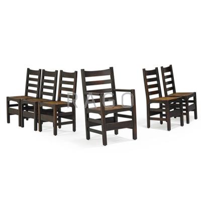 Appraisal: GUSTAV STICKLEY Set of six early chairs Condition Report