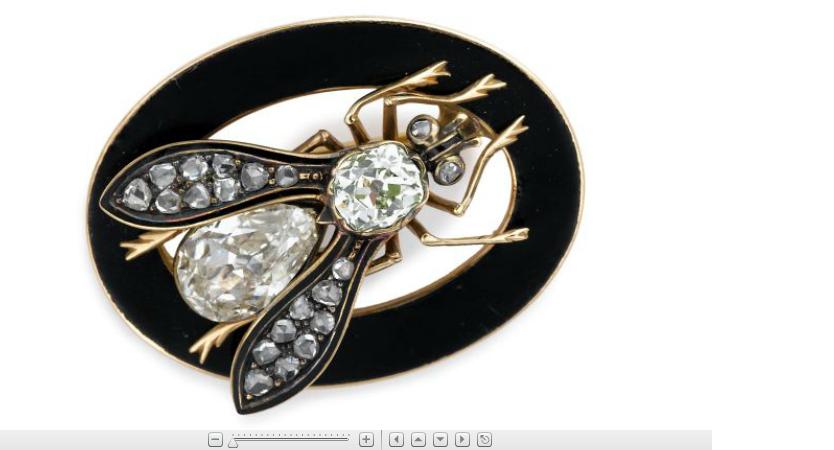 Appraisal: karat yellow gold diamond and enamel 'bee' pinOne Old Mine