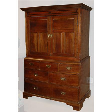 Appraisal: Provincial Georgian Style Mahogany and Fruitwood Linen Press Estimate -