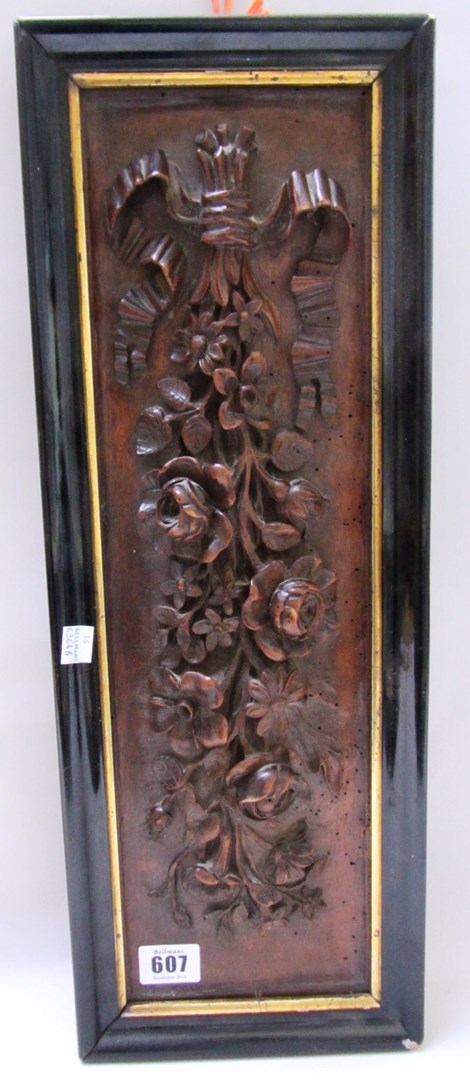 Appraisal: A pair of th century continental walnut panels relief carved