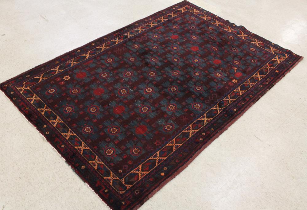 Appraisal: HAND KNOTTED PERSIAN AREA RUG repeating geometric and curvilinear elements