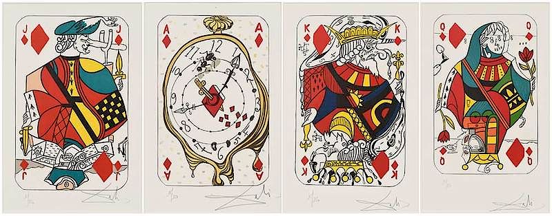 Appraisal: Salvador Dali Spanish Diamonds Jack Queen King and Ace F