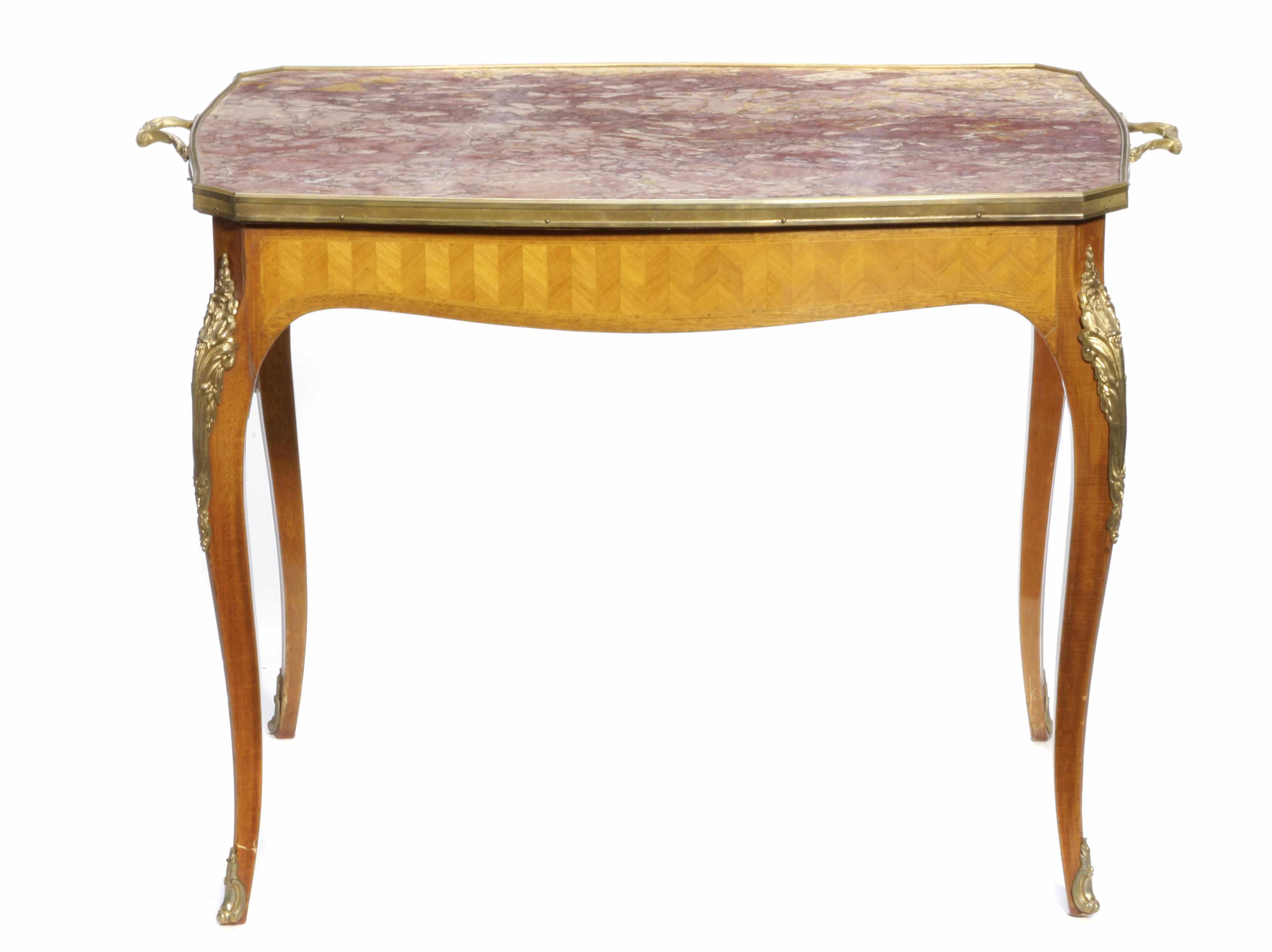 Appraisal: A Louis XV style gilt metal mounted parquetry inlaid kingwood