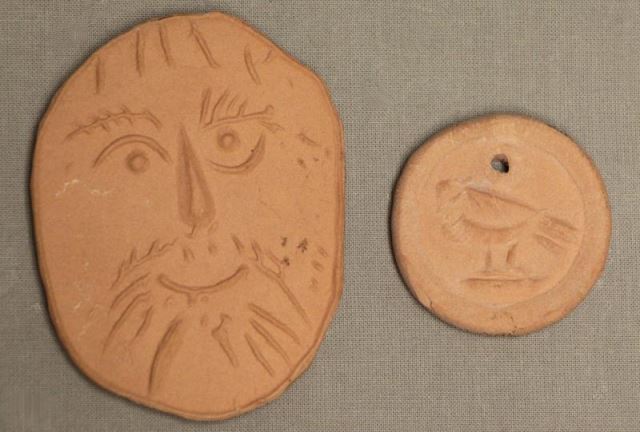 Appraisal: PICASSO Two Madoura Red Earthenware Clay PendantsBoth Stamped 'MADOURA EMPREINTE