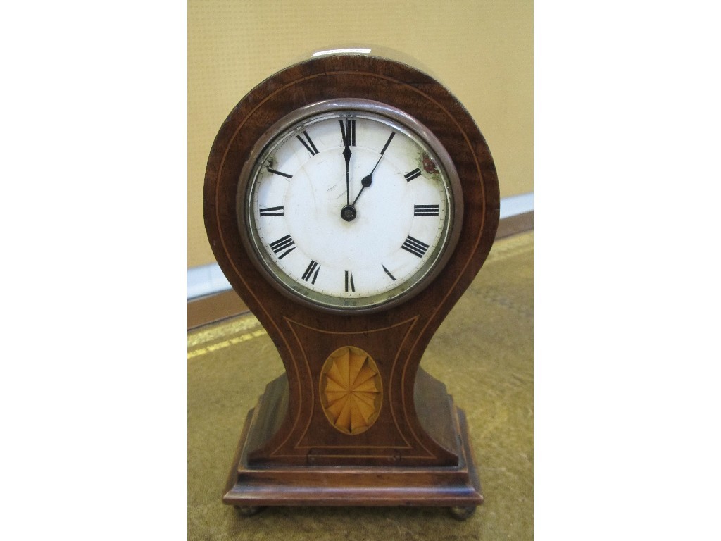 Appraisal: Edwardian mahogany inlaid balloon shaped mantel clock