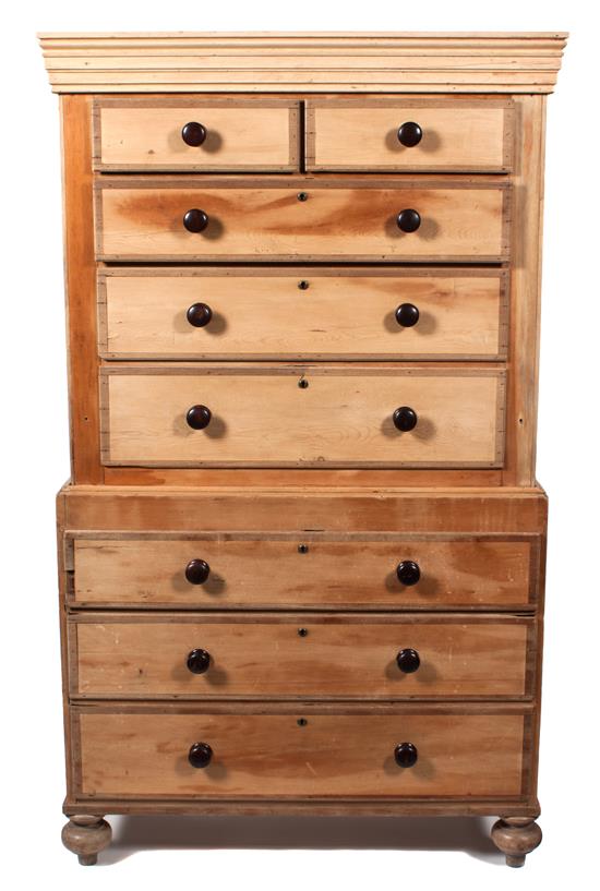 Appraisal: Sale Lot An American Pine Chest-On-Chest th century Height x