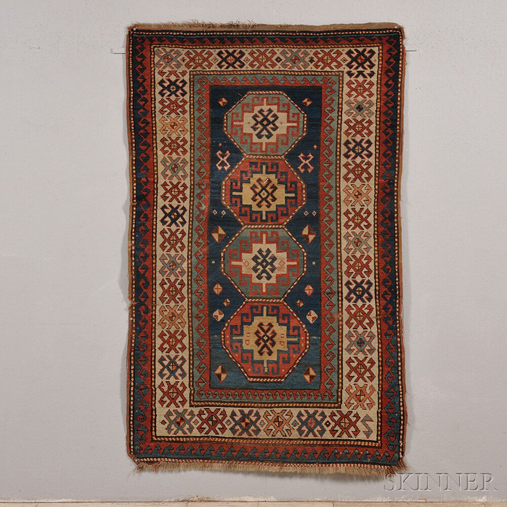 Appraisal: Kazak Rug Southwest Caucasus the royal blue abrashed field with