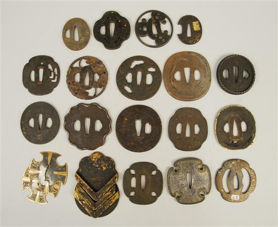 Appraisal: COLLECTION OF TWENTY ONE JAPANESE MIXED METAL AND IRON TSUBA