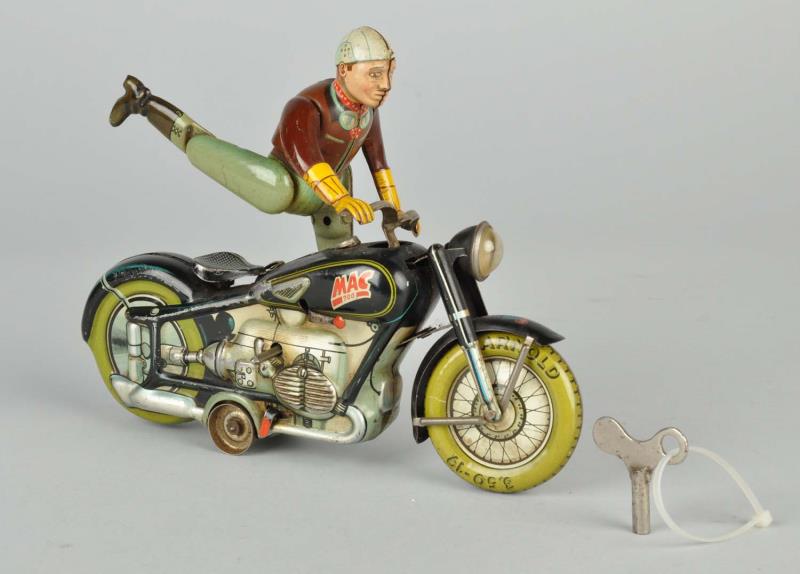 Appraisal: German Tin Litho Wind - Up Mac The Motorcyclist Marked