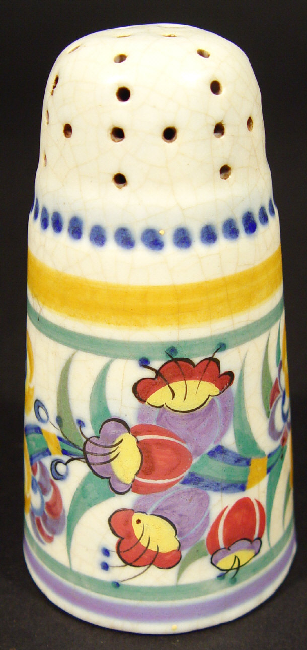 Appraisal: Poole Pottery sugar sifter painted with stylised flowers impressed factory