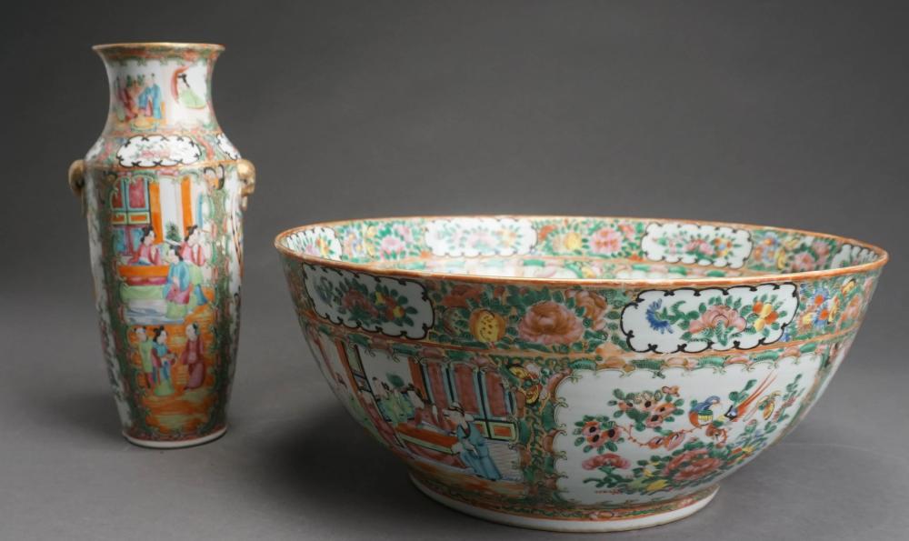 Appraisal: CHINESE ROSE MEDALLION PUNCH BOWL AND A VASE D OF