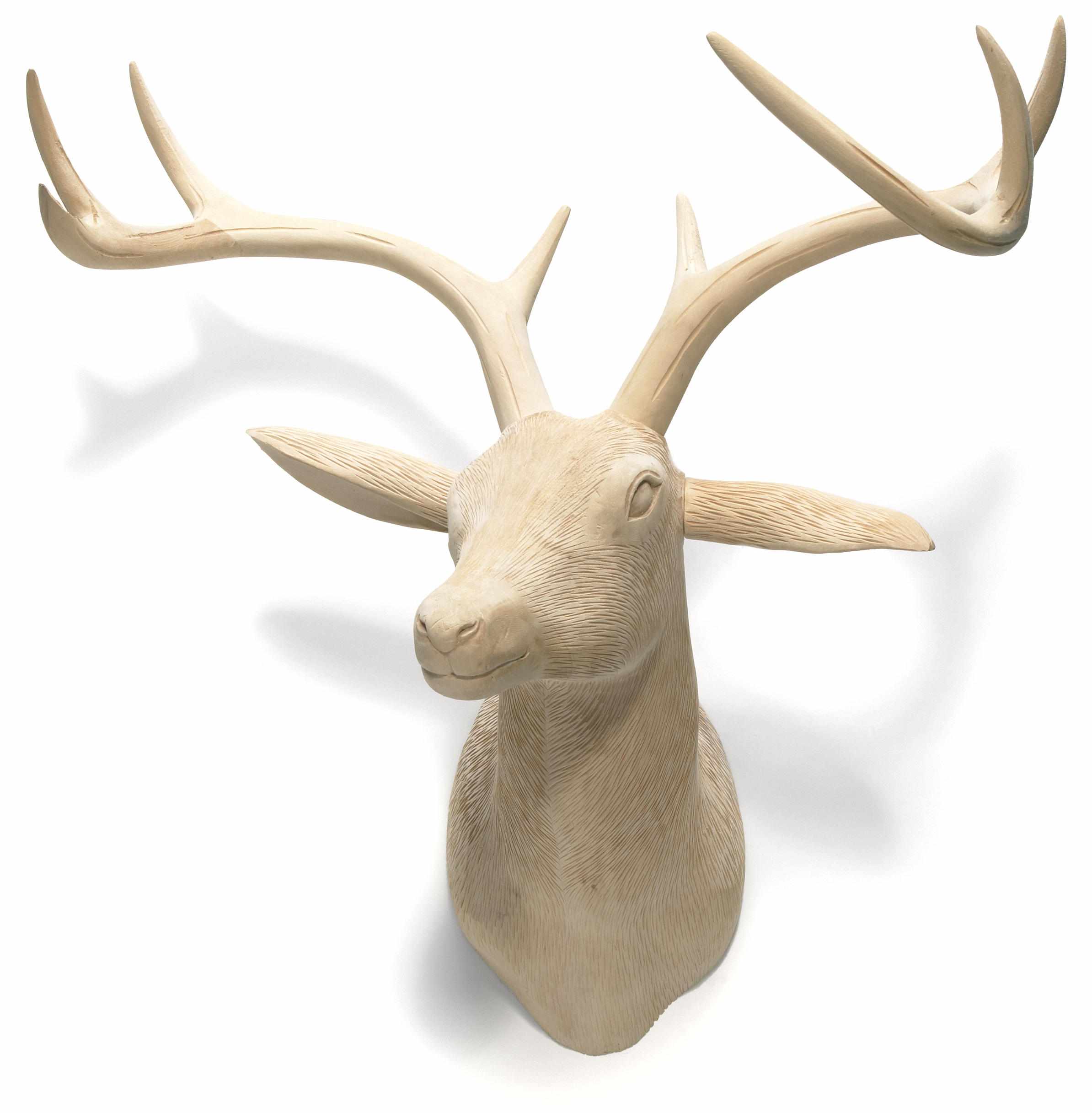 Appraisal: A Continental carved blonde wood head of a stag height