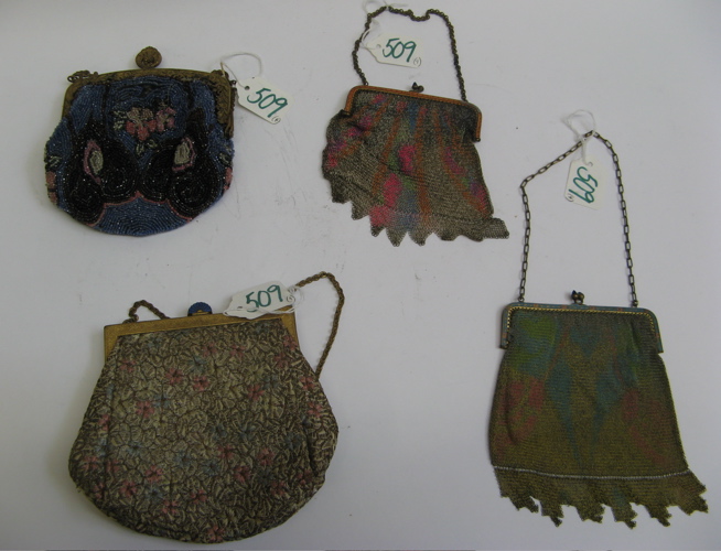 Appraisal: FOUR LADY'S EVENING PURSES Including a brocade handbag gilt metal