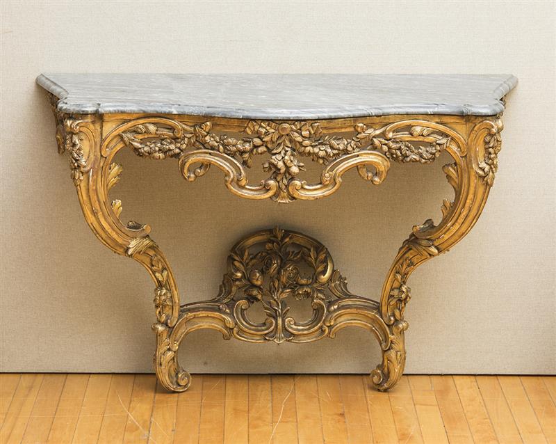 Appraisal: Louis XV Style Giltwood Console with Marble Top x x